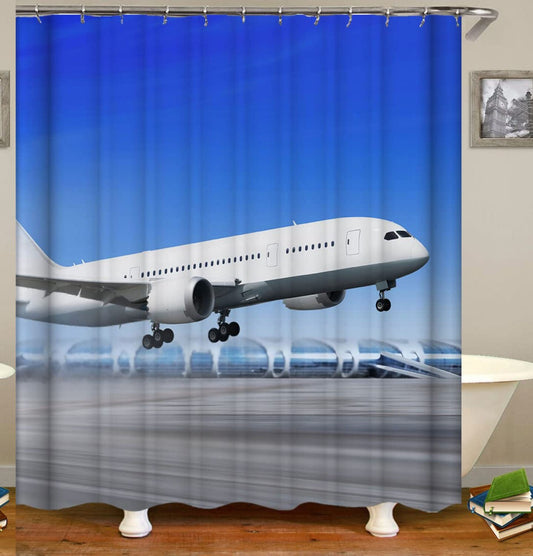 Aircraft Take-Off Shower Curtain Set 72x72 Inches