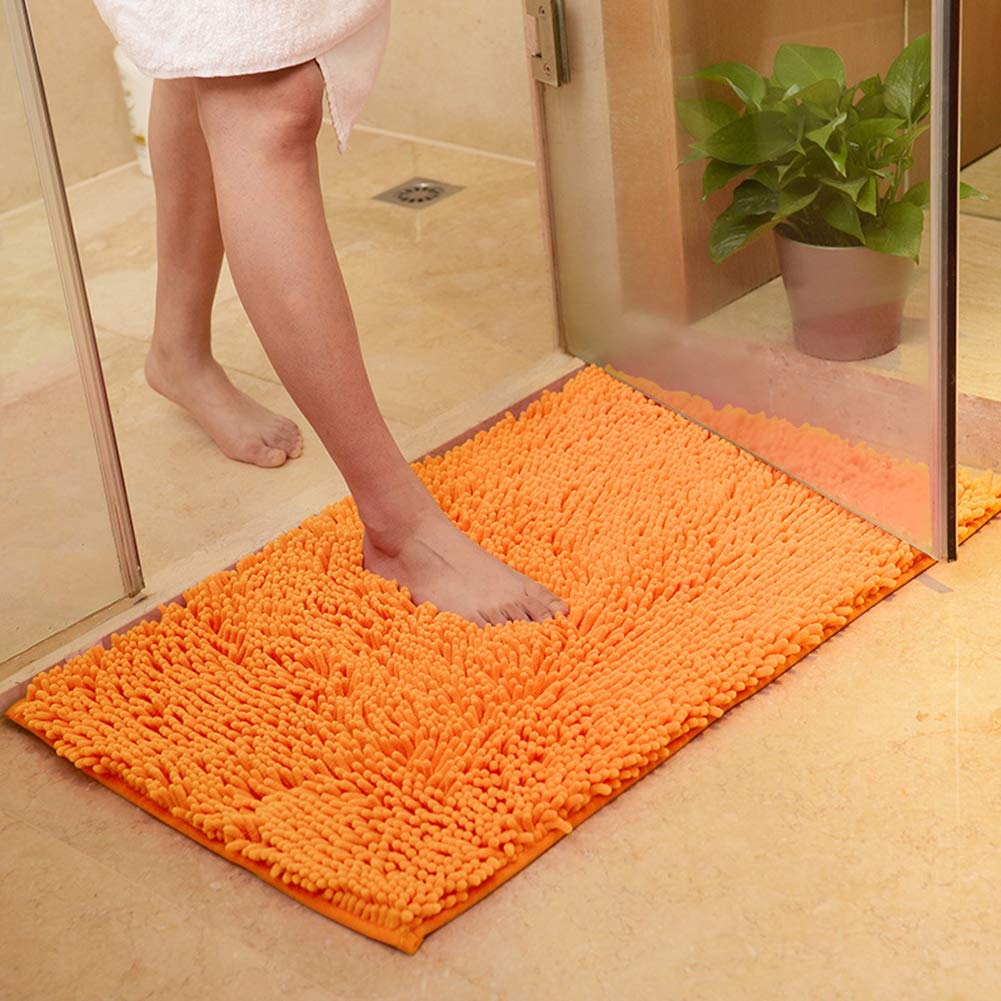 Plush Chenille Bath Rug 16" x 24" Orange