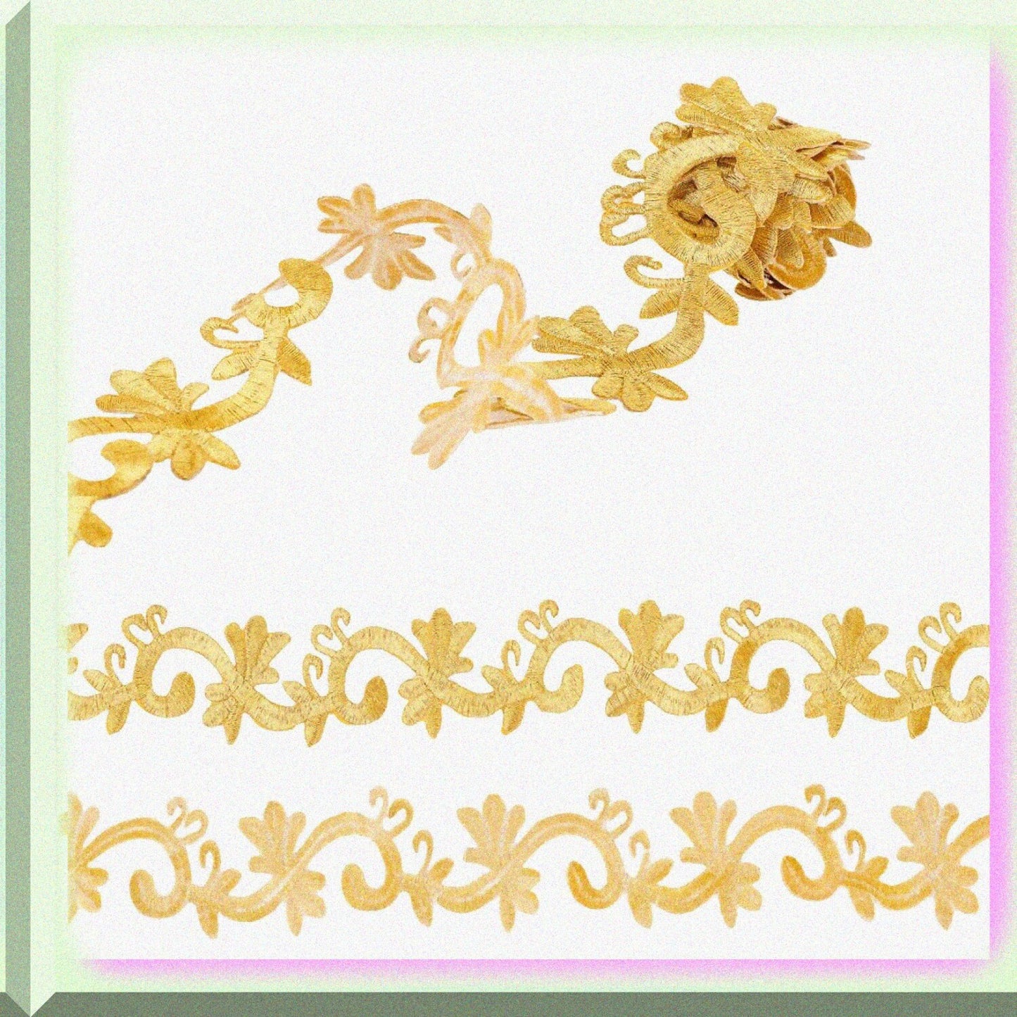 1 Yard Gold Embroidered Floral Lace Trim 45mm