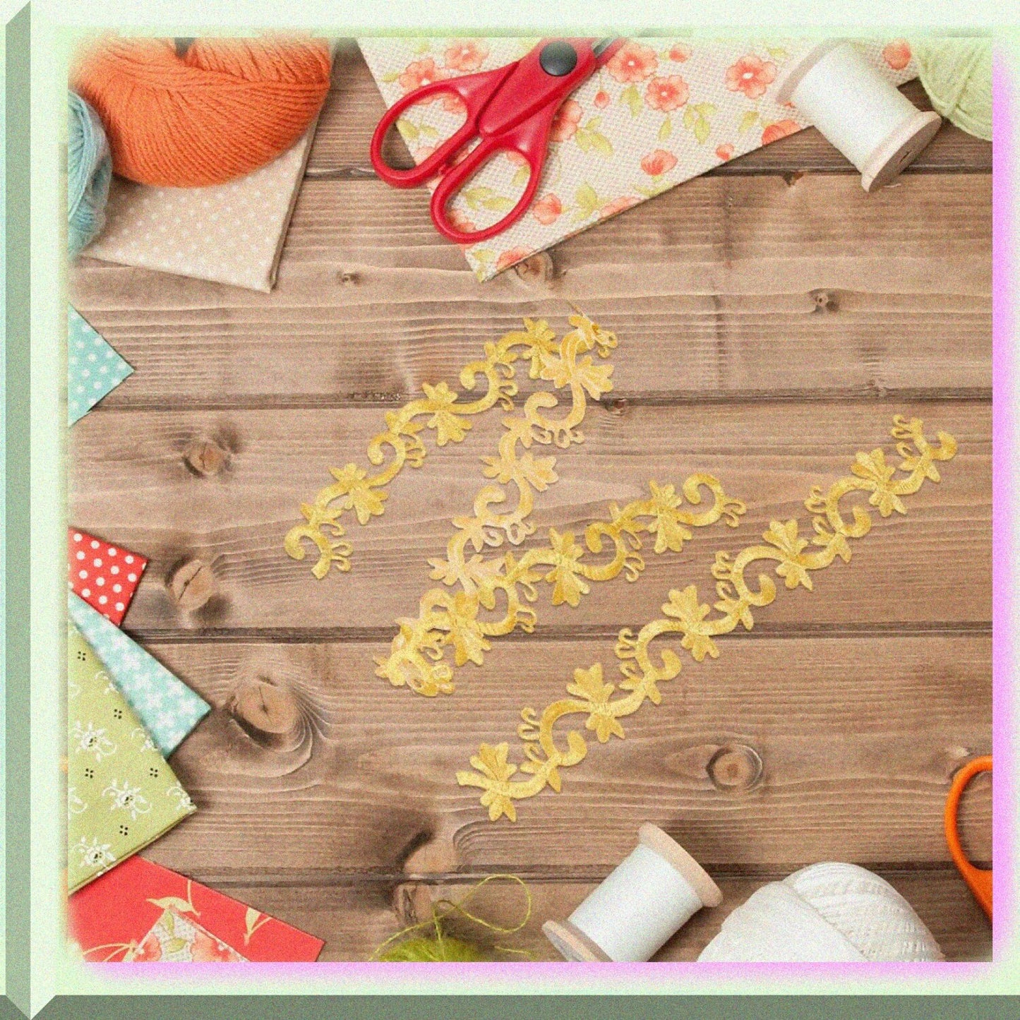 1 Yard Gold Embroidered Floral Lace Trim 45mm