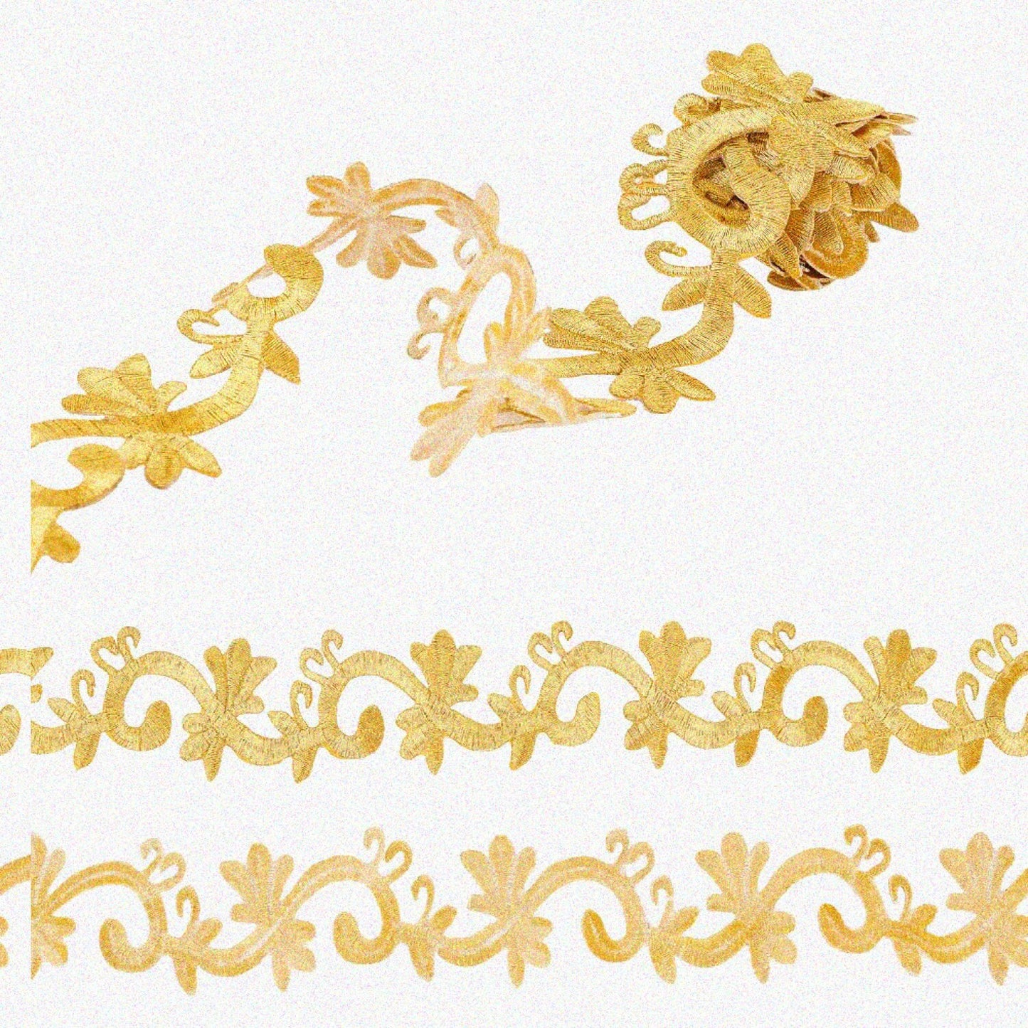 1 Yard Gold Embroidered Floral Lace Trim 45mm