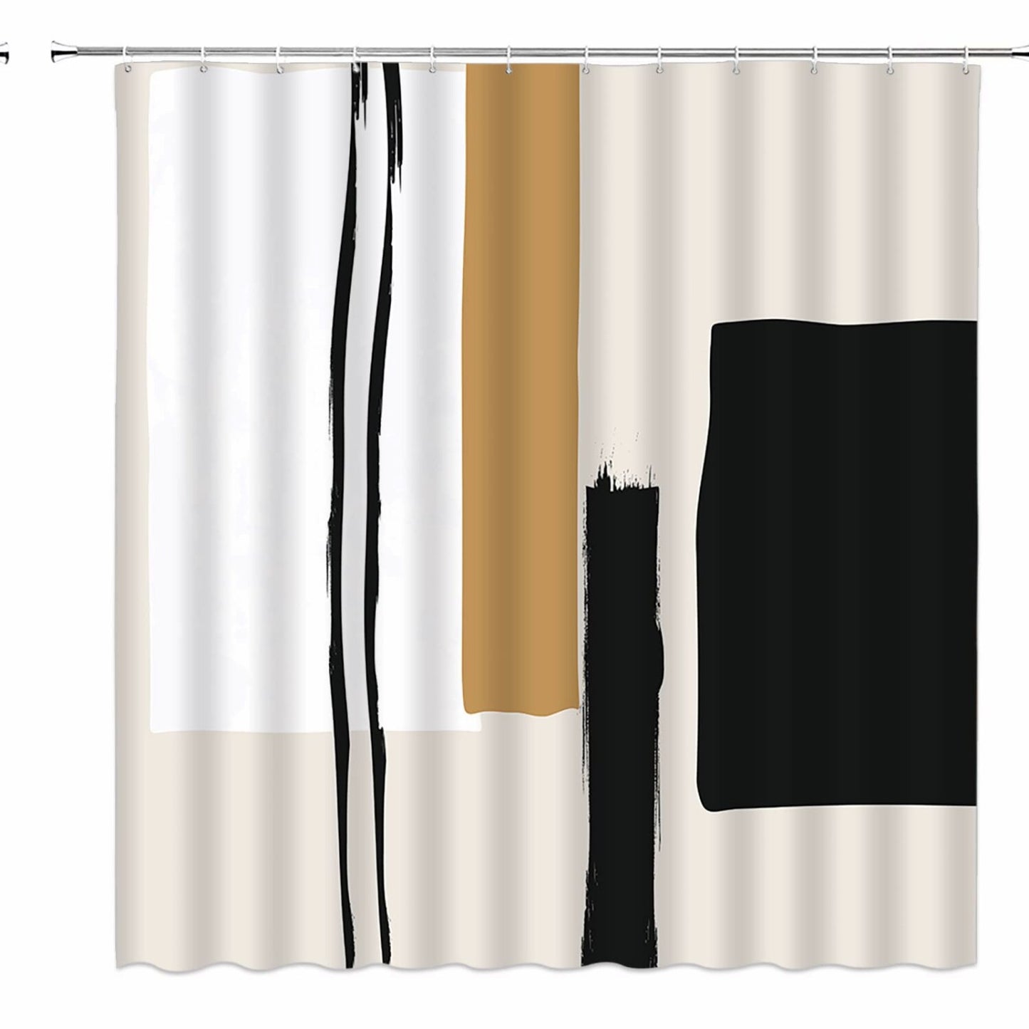 Abstract Modern Black Beige Geometric Shower Curtain 70" x 70"
