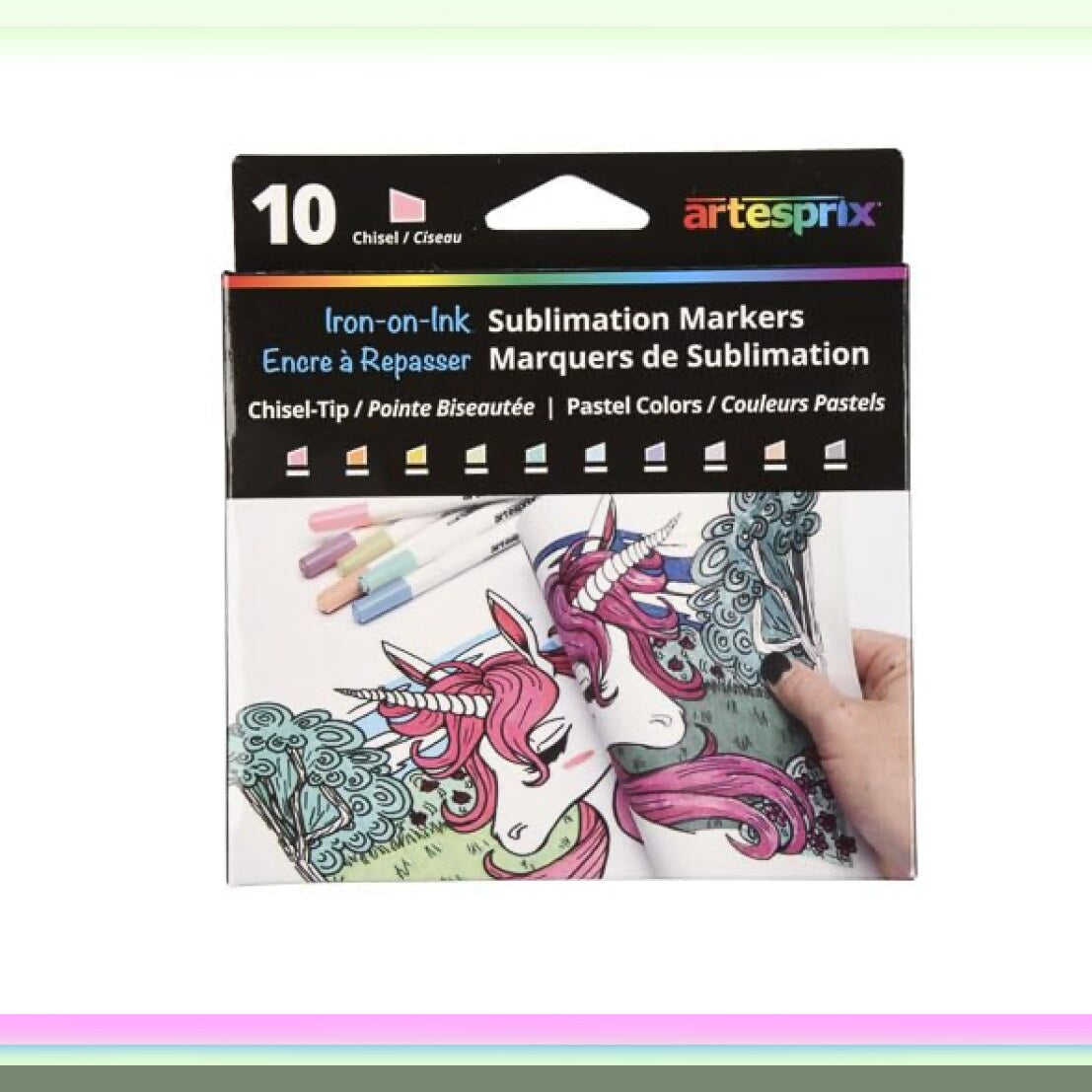 SubliDraw Pastel Palette: 10 Chisel Tip Sublimation Markers