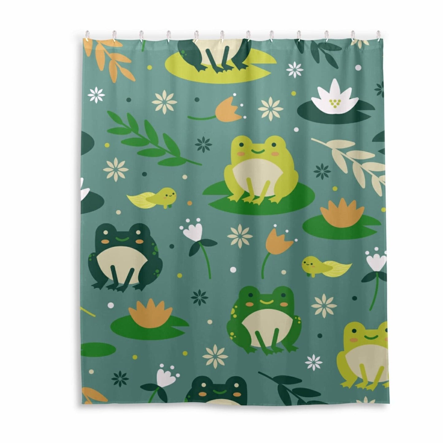 Cute Frogs Shower Curtain 60x72 Inch Waterproof Fabric