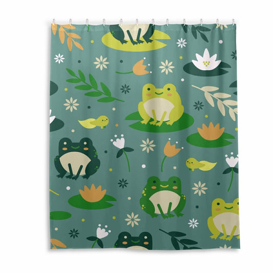 Cute Frogs Shower Curtain 60x72 Inch Waterproof Fabric