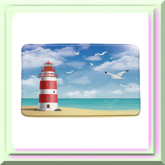 Lighthouse Ocean Beach Bath Rug 19.7x31.5 in Blue