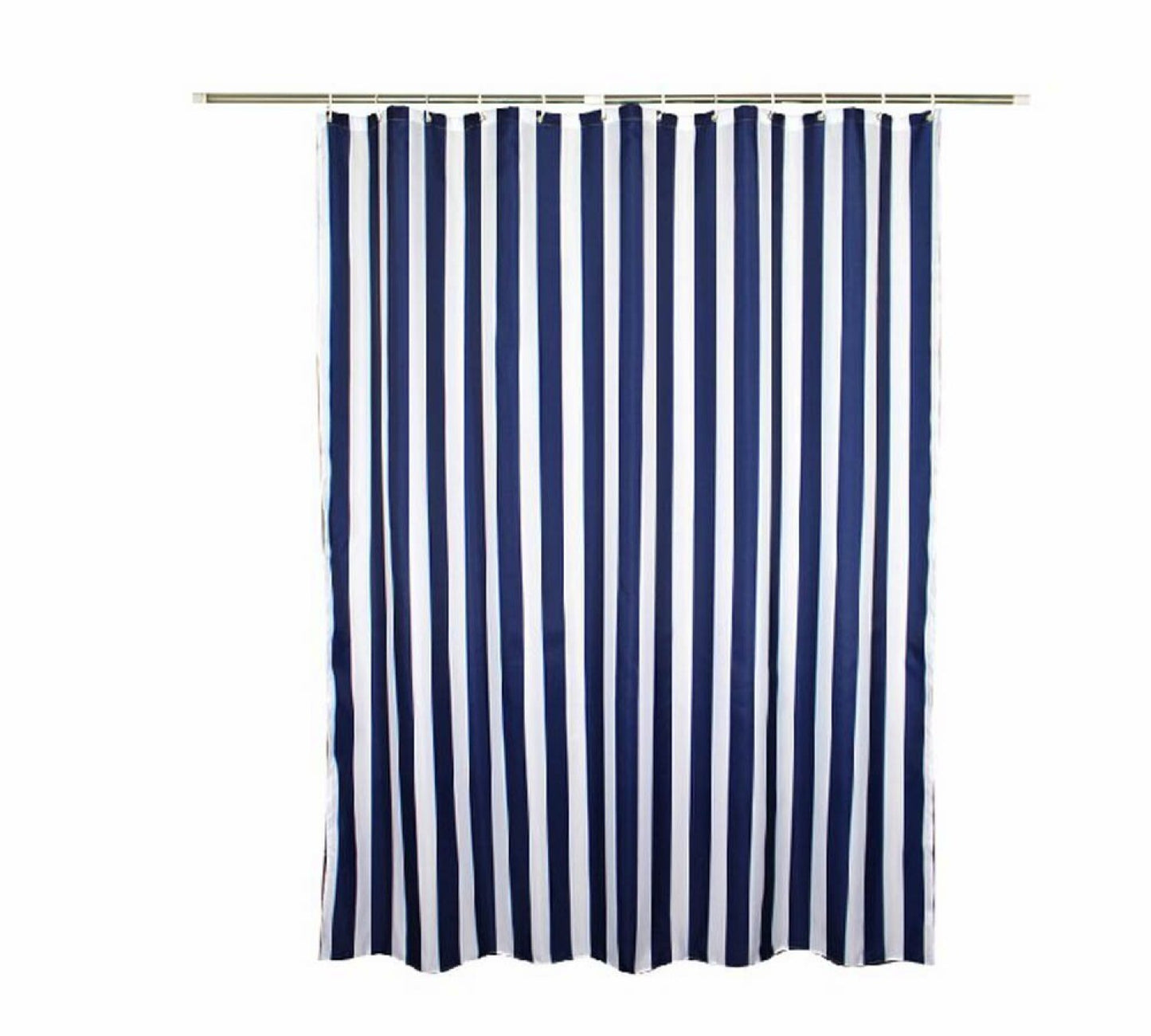 Navy Blue White Stripe Polyester Shower Curtain 70x70 inches