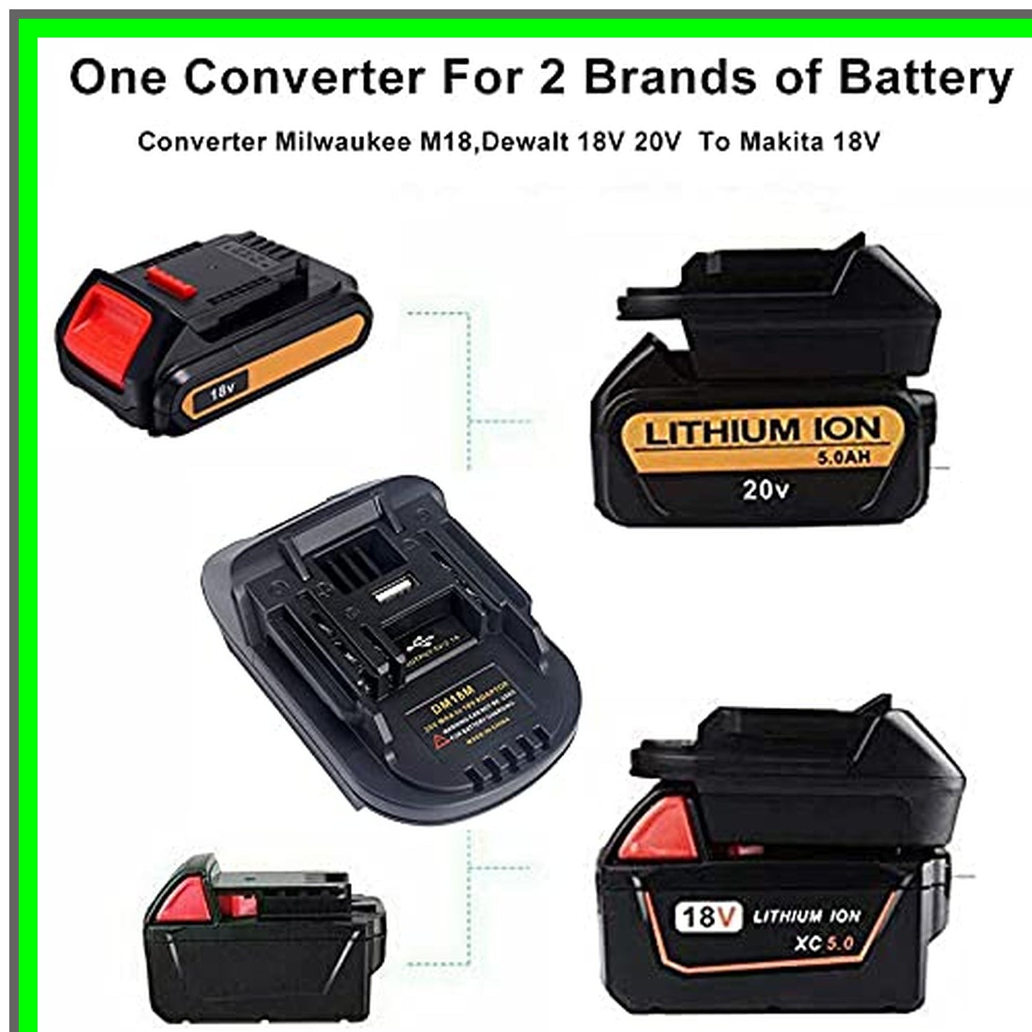 Milwaukee to Makita Battery Adapter 18V 20V Conversion DM18M