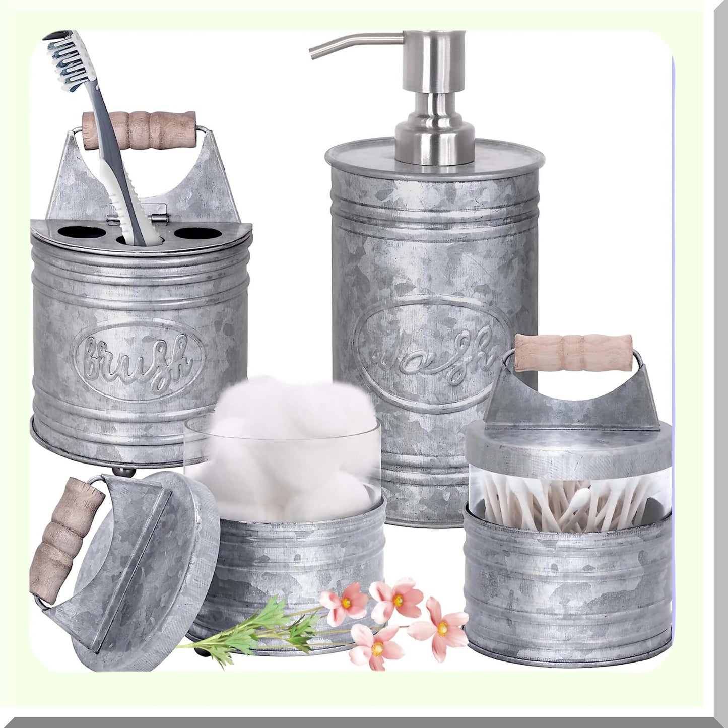 Rustic Bathroom Accessories Set 4 Pieces