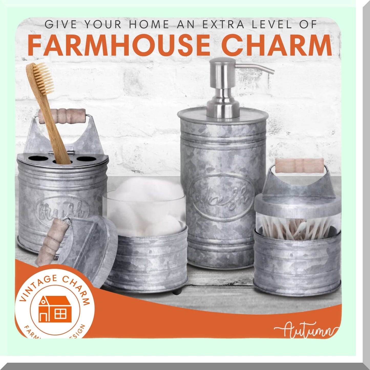 Rustic Bathroom Accessories Set 4 Pieces