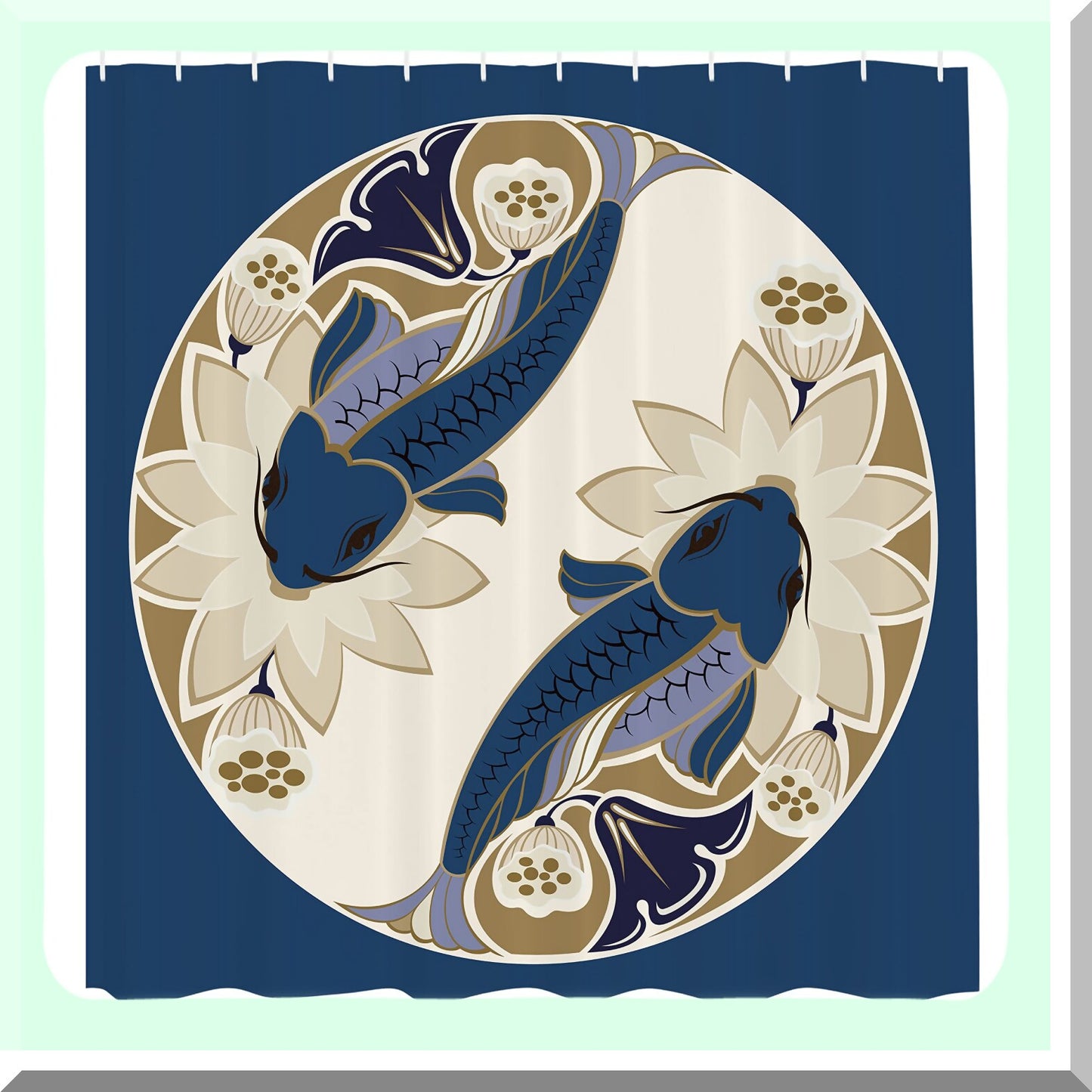 Koi Fish Shower Curtain 69x70 Dark Petrol