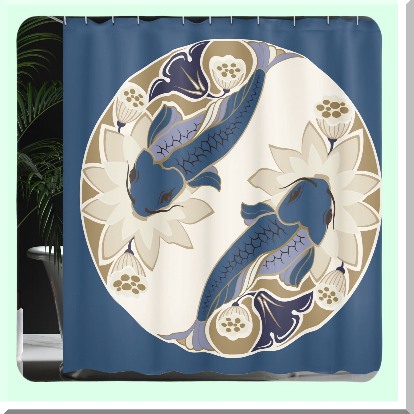 Koi Fish Shower Curtain 69x70 Dark Petrol