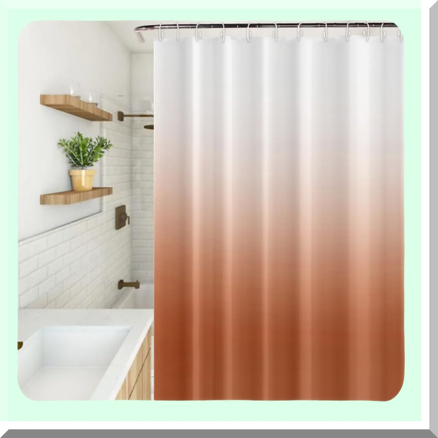 Chocolate Ombre Shower Curtain 60W x 72H Polyester Waterproof