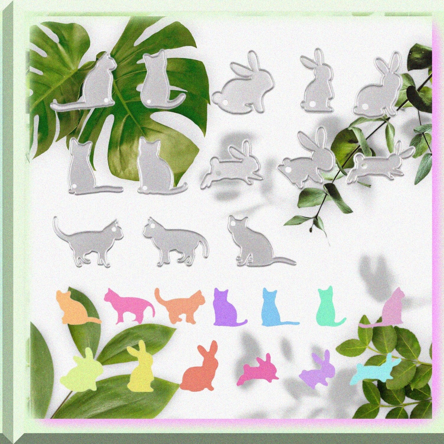 13 PCS Metal Rabbit Cat Cutting Dies for Scrapbooking and Card Making