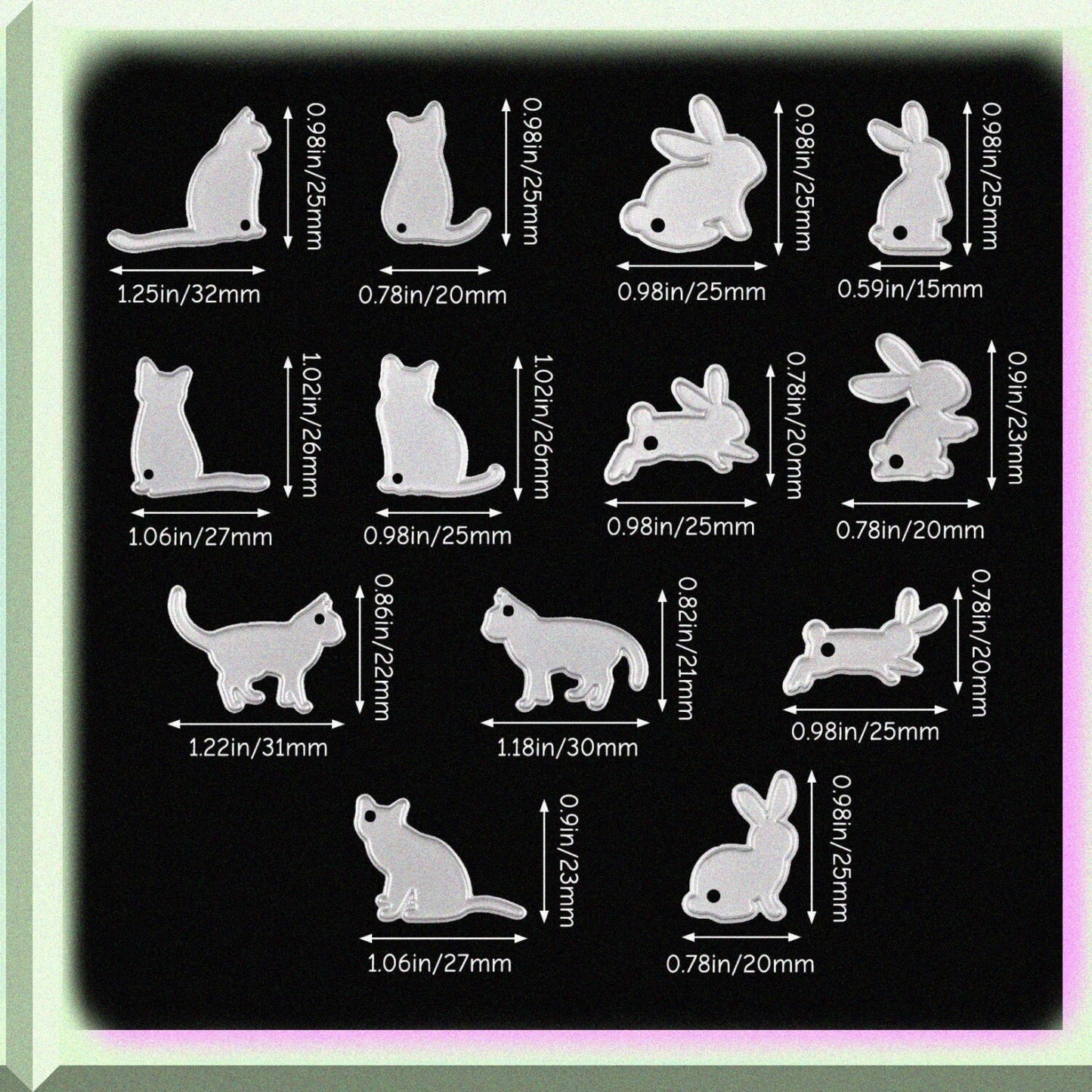 13 PCS Metal Rabbit Cat Cutting Dies for Scrapbooking and Card Making