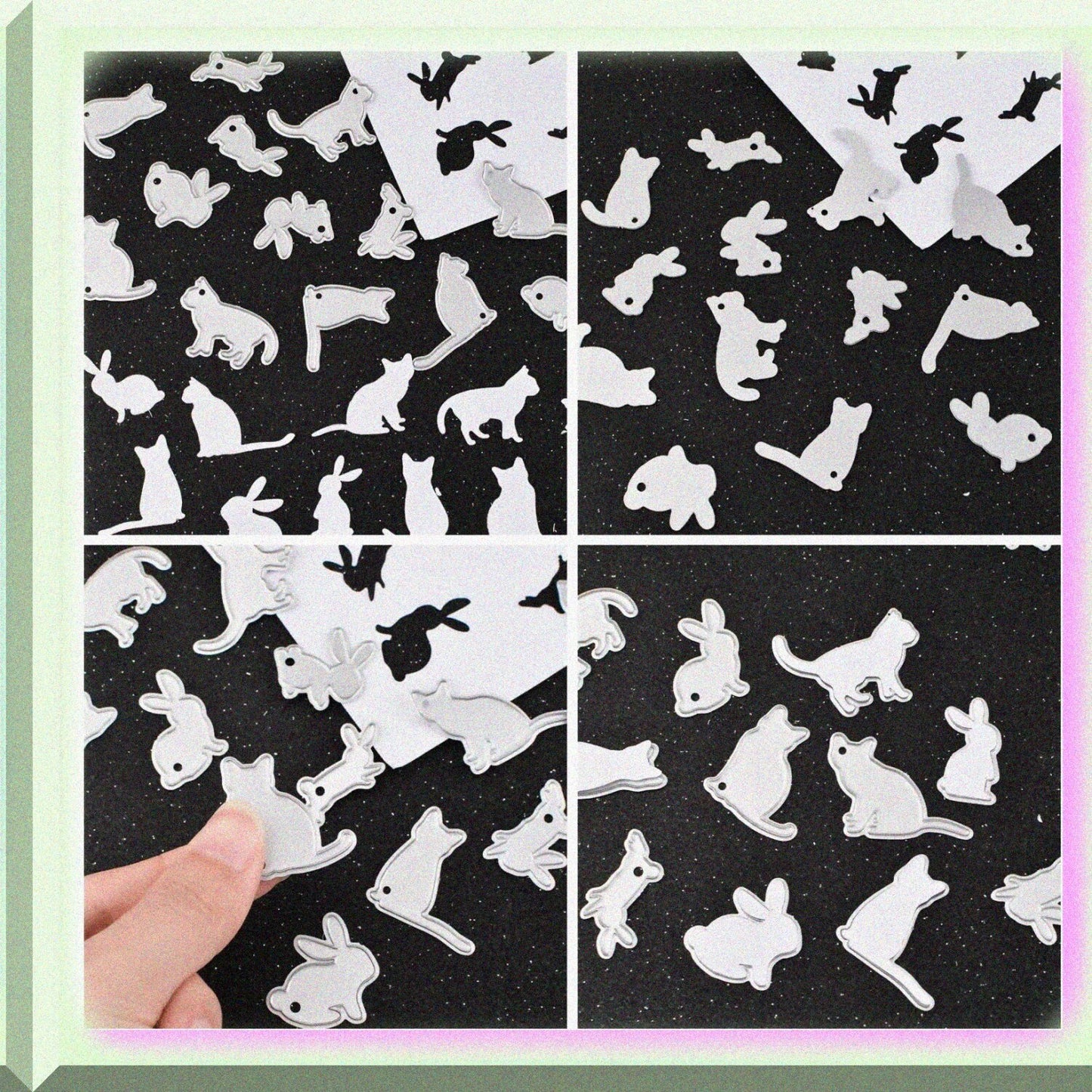 13 PCS Metal Rabbit Cat Cutting Dies for Scrapbooking and Card Making