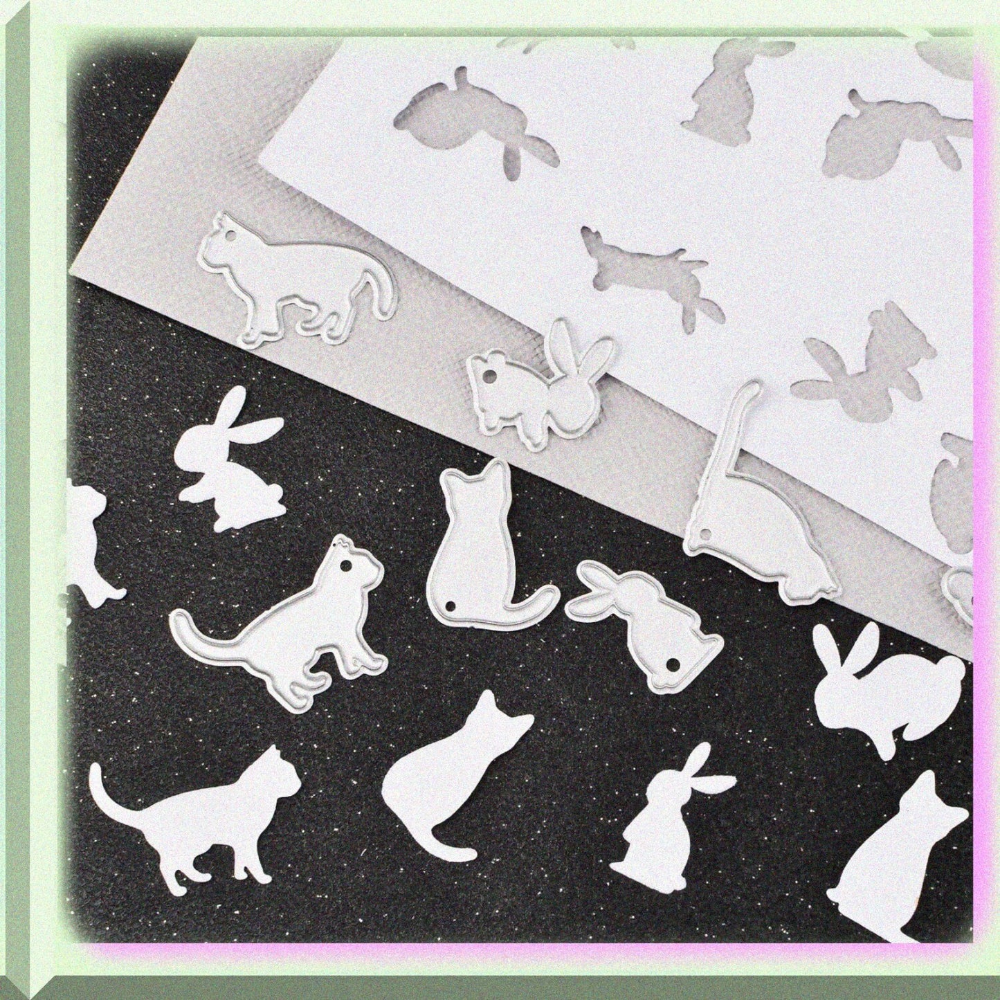 13 PCS Metal Rabbit Cat Cutting Dies for Scrapbooking and Card Making