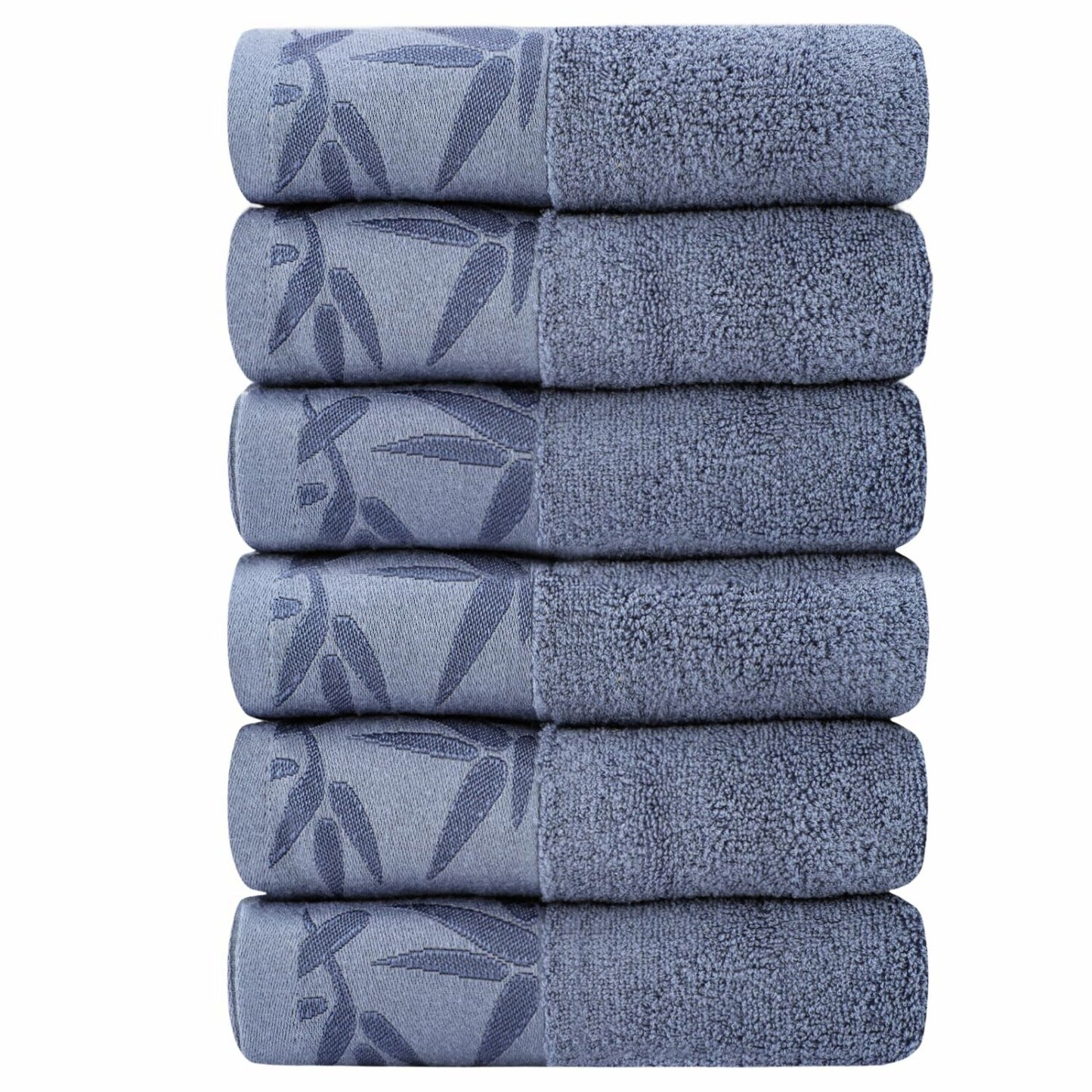 6 Pack Blue Viscose Hand Towels 13x29 Inches