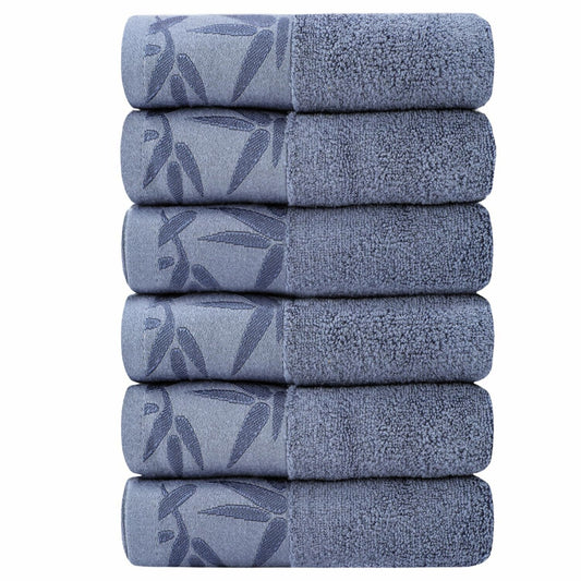 6 Pack Blue Viscose Hand Towels 13x29 Inches
