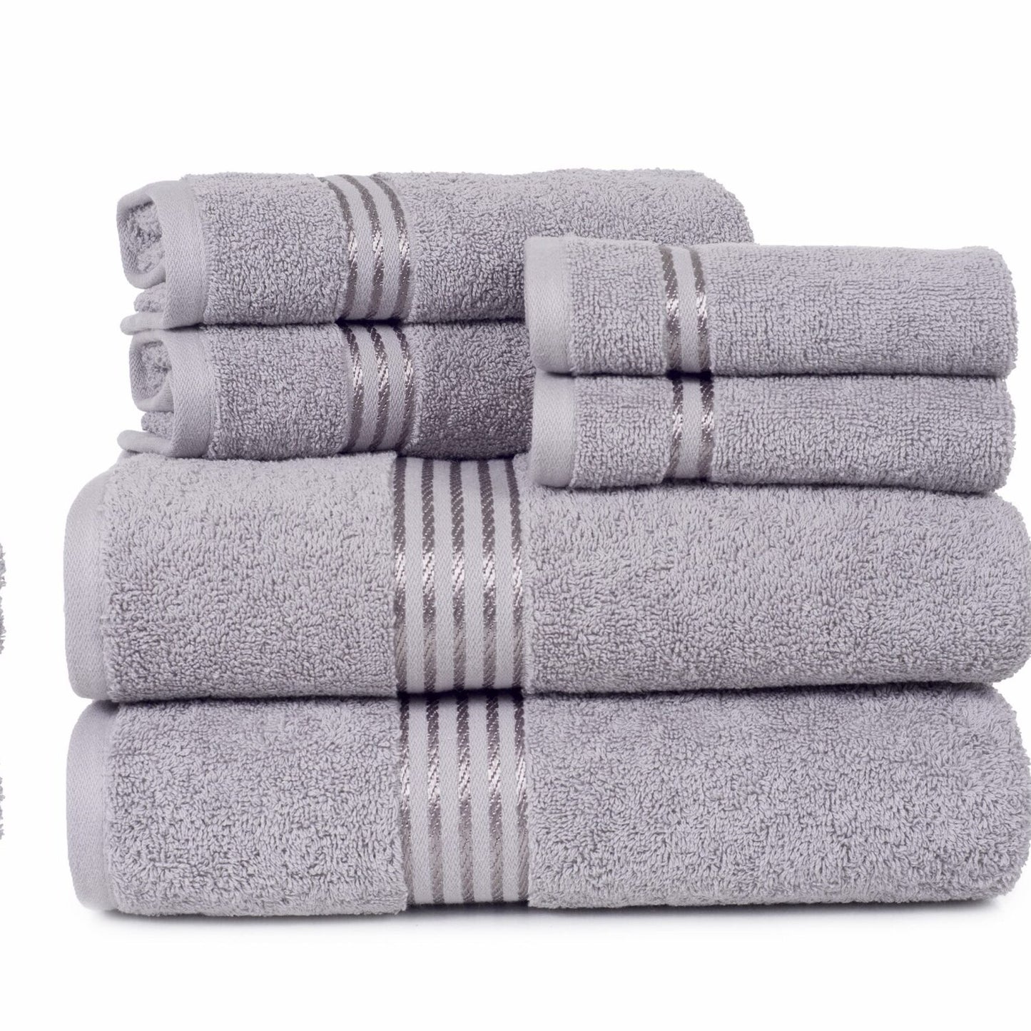 100% Cotton Hotel Towel Set Silver 6 Pieces