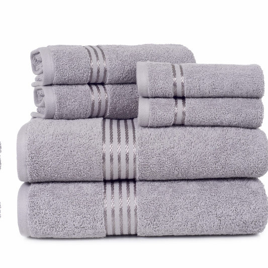 100% Cotton Hotel Towel Set Silver 6 Pieces