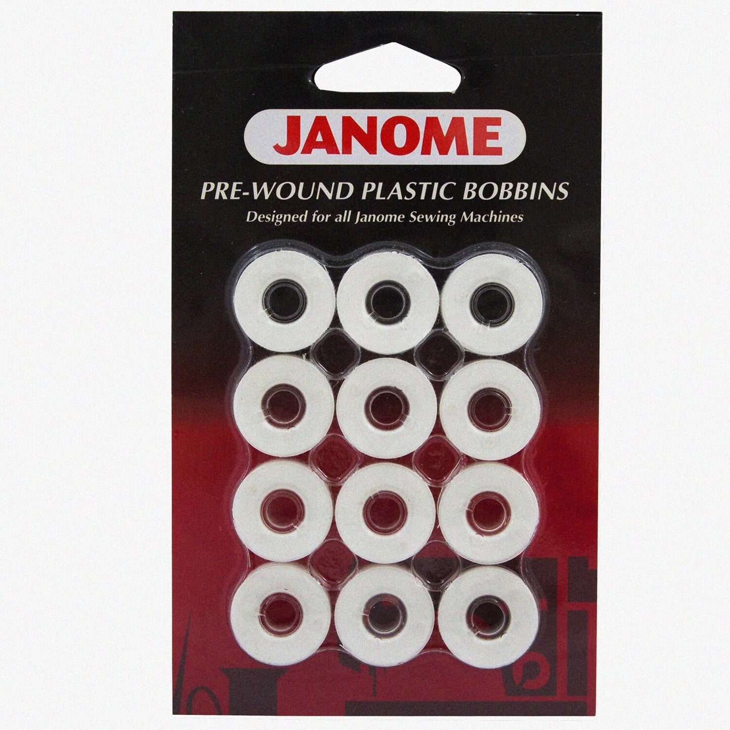 12 Pack White Pre-Wound Plastic Bobbins 80 Yards