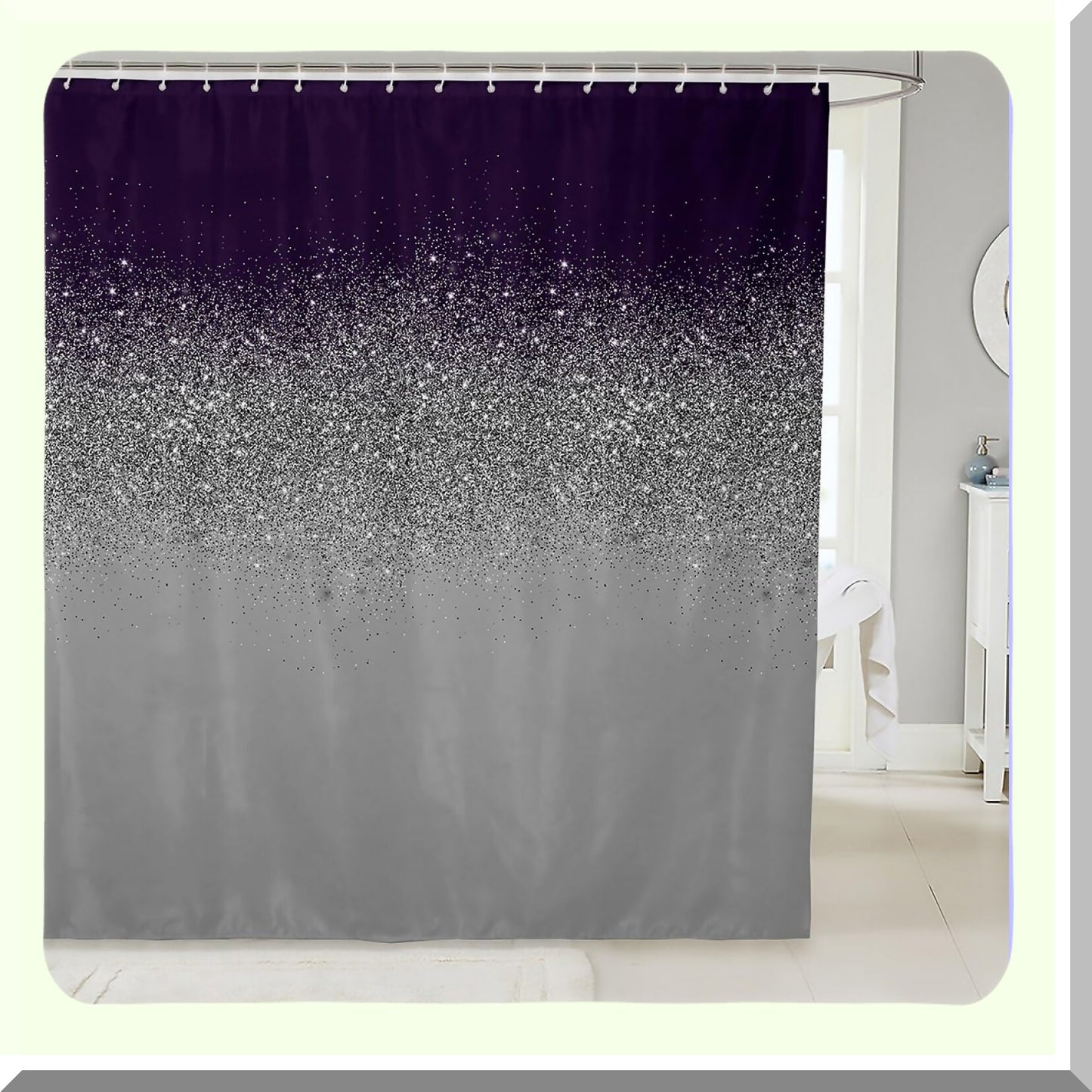 Glitter Shower Curtain Purple Grey 72x78