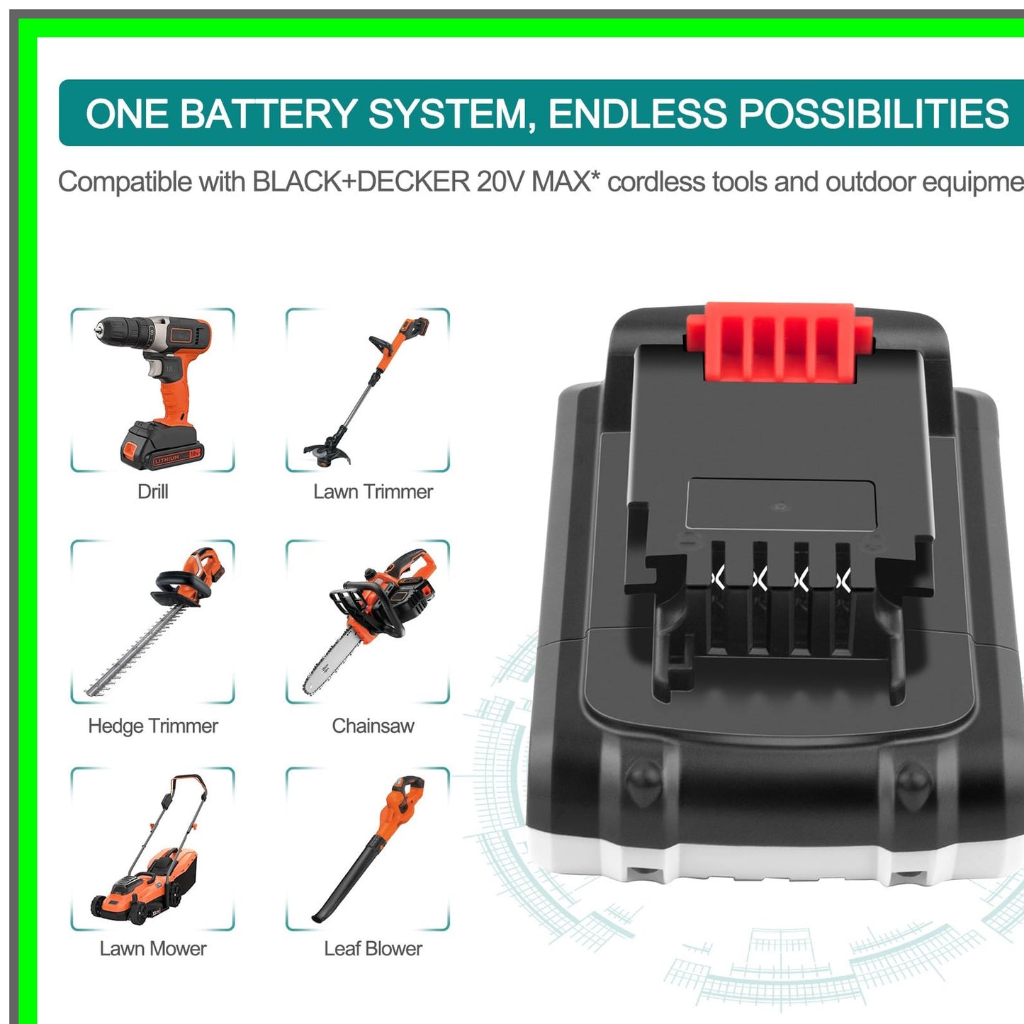 20V Lithium Ion Battery and Charger Set for Black+Decker MAX Tools