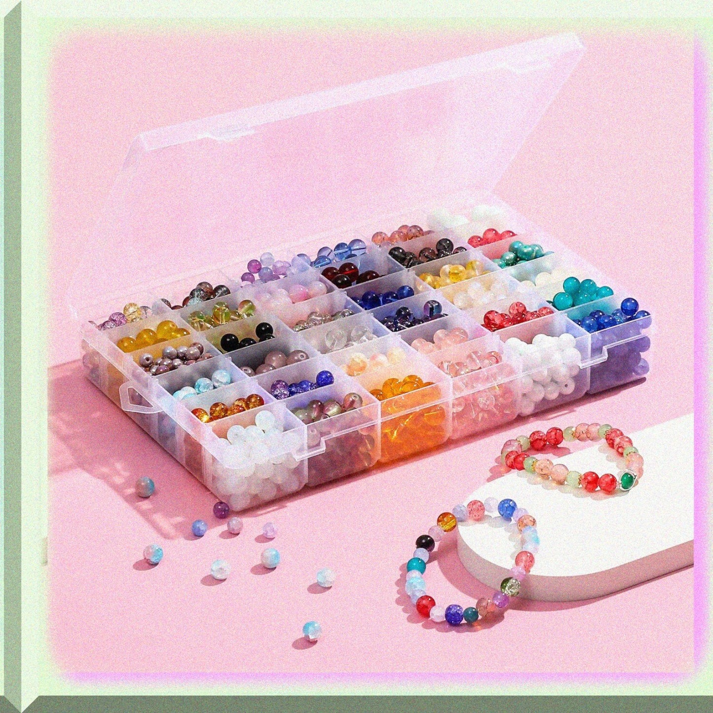 36-Compartment Clear Plastic Organizer Box with Adjustable Dividers