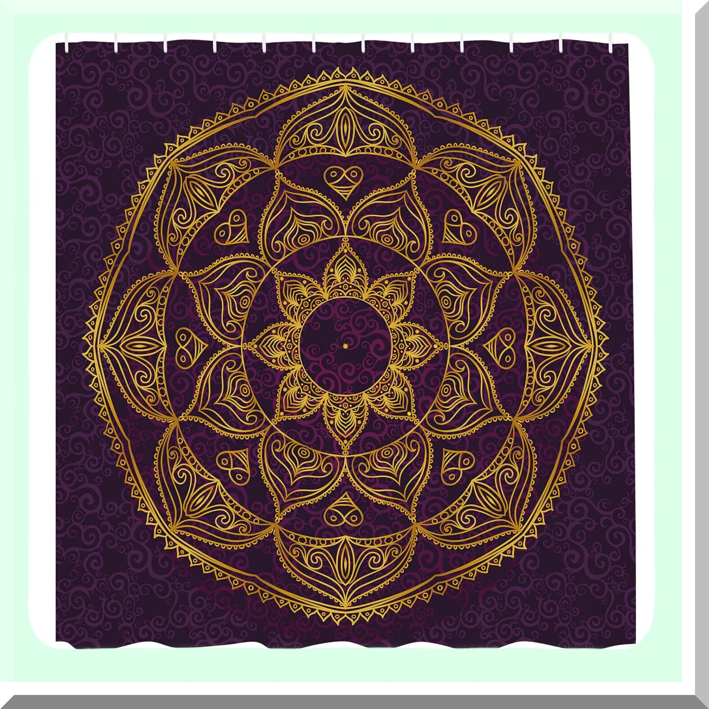 Circular Nature-Inspired Cloth Shower Curtain 69x75 Inches