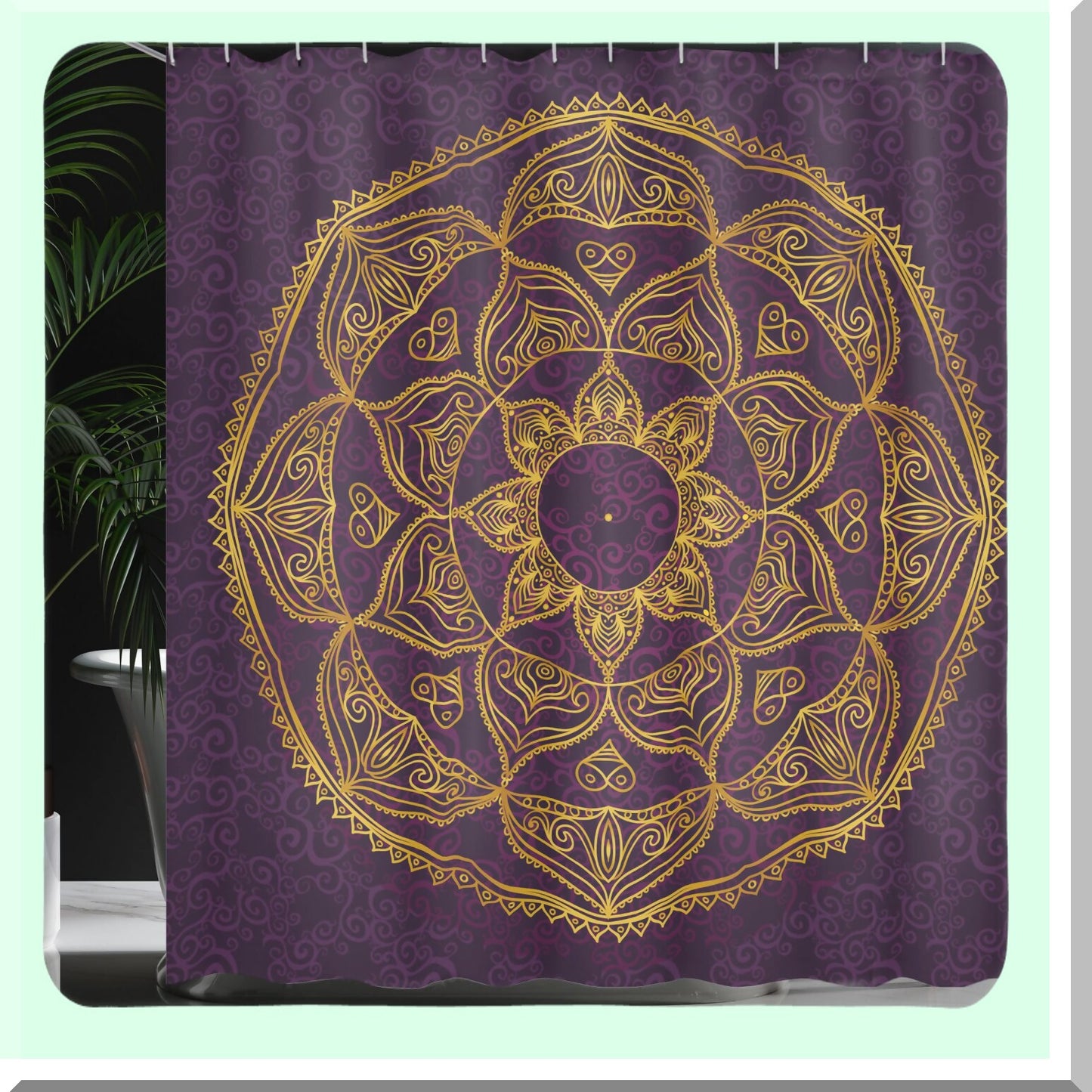 Circular Nature-Inspired Cloth Shower Curtain 69x75 Inches