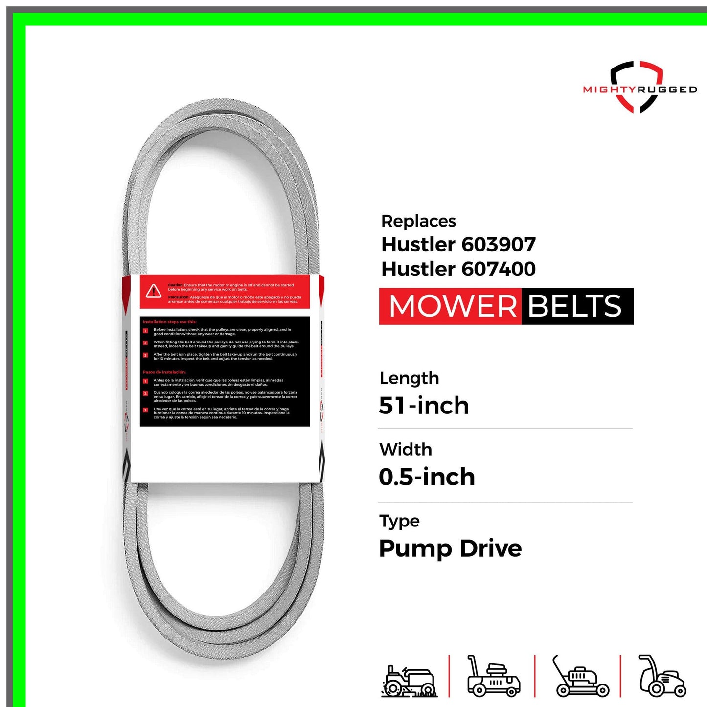 Hustler Raptor Drive Belt Replacement 51" Heavy-Duty Aramid Cord