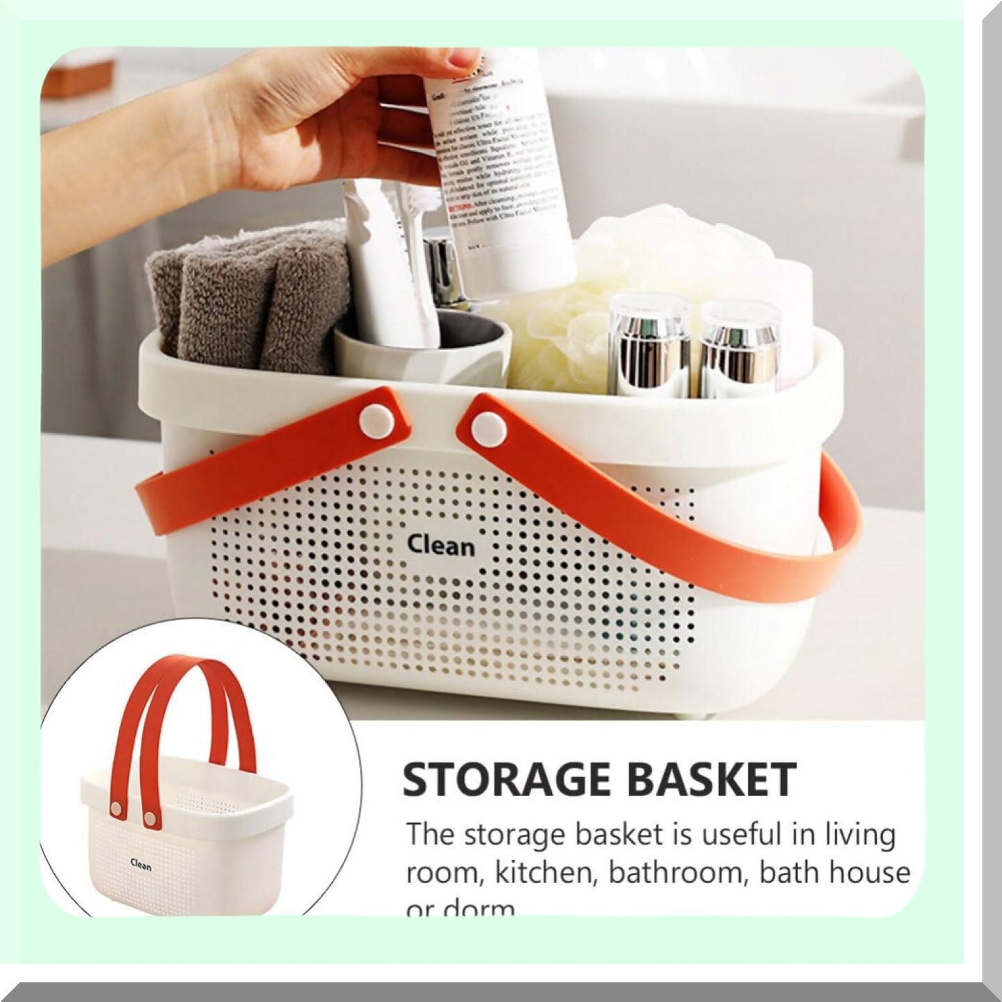 Plastic Shower Storage Basket with Handle