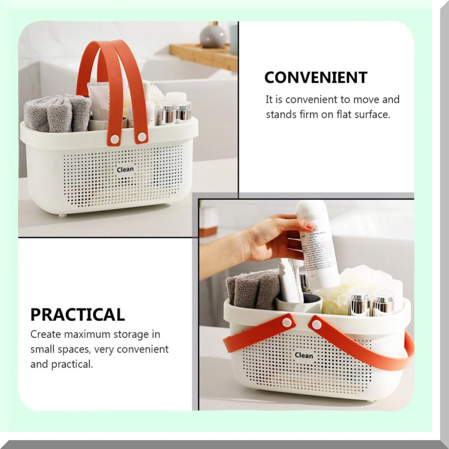 Plastic Shower Storage Basket with Handle