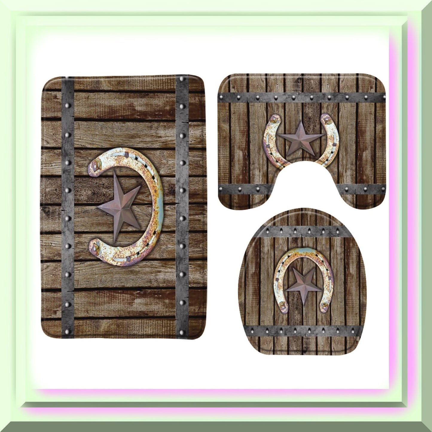 Rustic Farmhouse 3-Piece Memory Foam Bath Rug Set