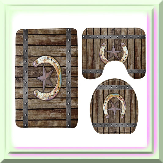 Rustic Farmhouse 3-Piece Memory Foam Bath Rug Set