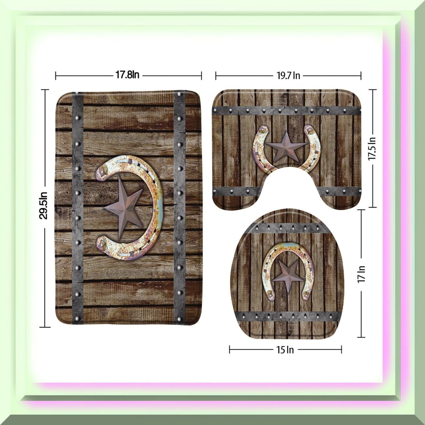 Rustic Farmhouse 3-Piece Memory Foam Bath Rug Set