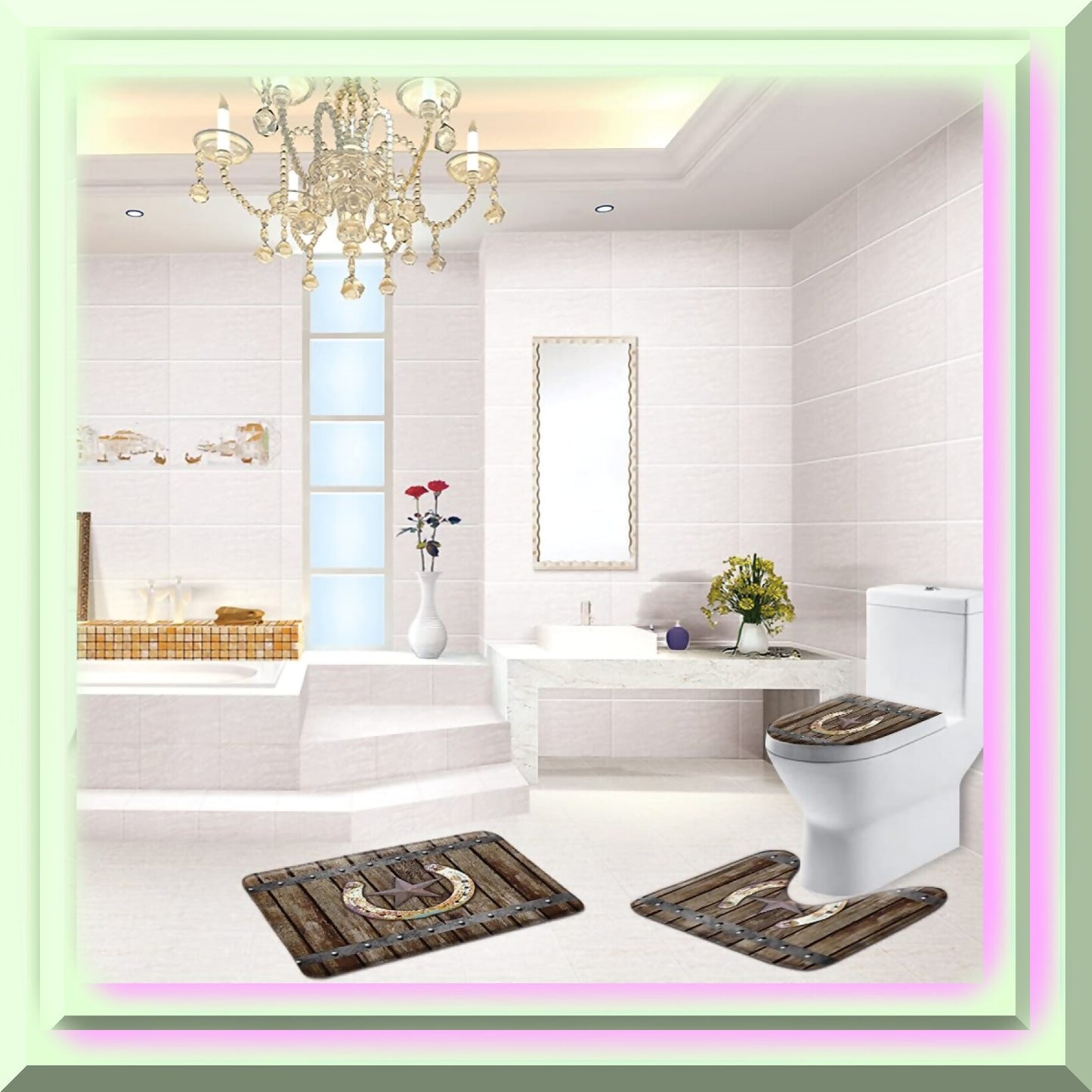 Rustic Farmhouse 3-Piece Memory Foam Bath Rug Set