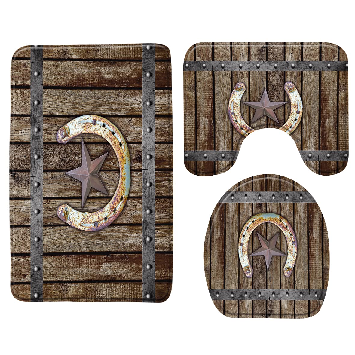 Rustic Farmhouse 3-Piece Memory Foam Bath Rug Set