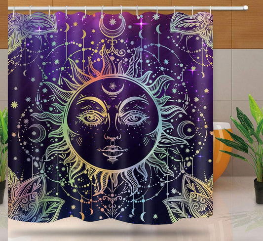 Sun Moon Psychedelic Shower Curtain Purple 72x72