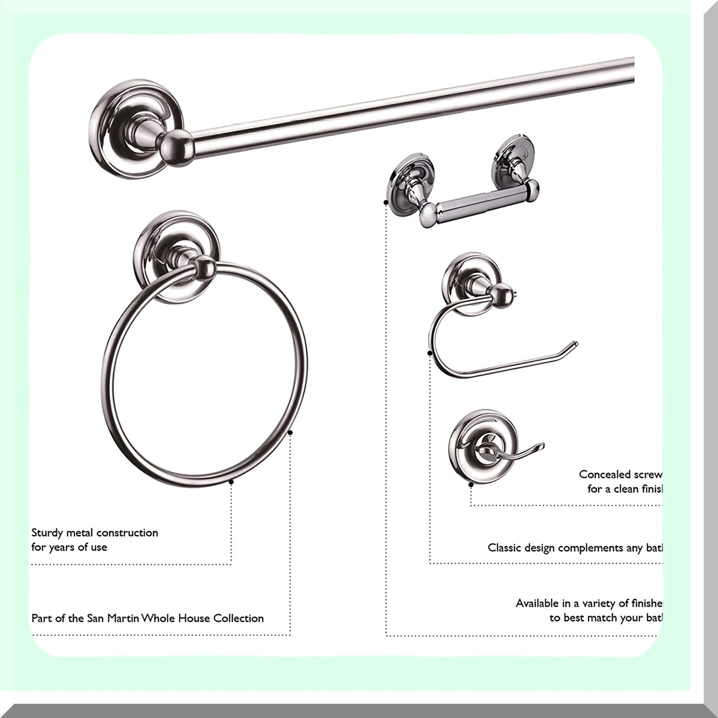 4-Piece Bathroom Accessory Kit Polished Chrome