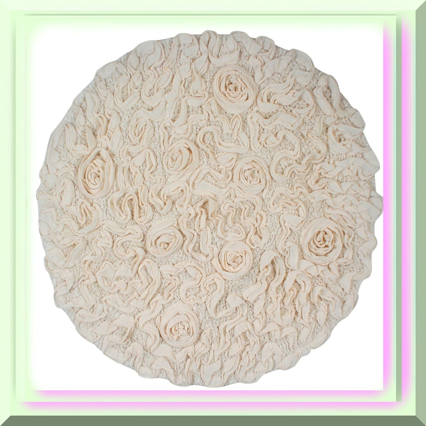 30" Round Cotton Bath Rug Ivory
