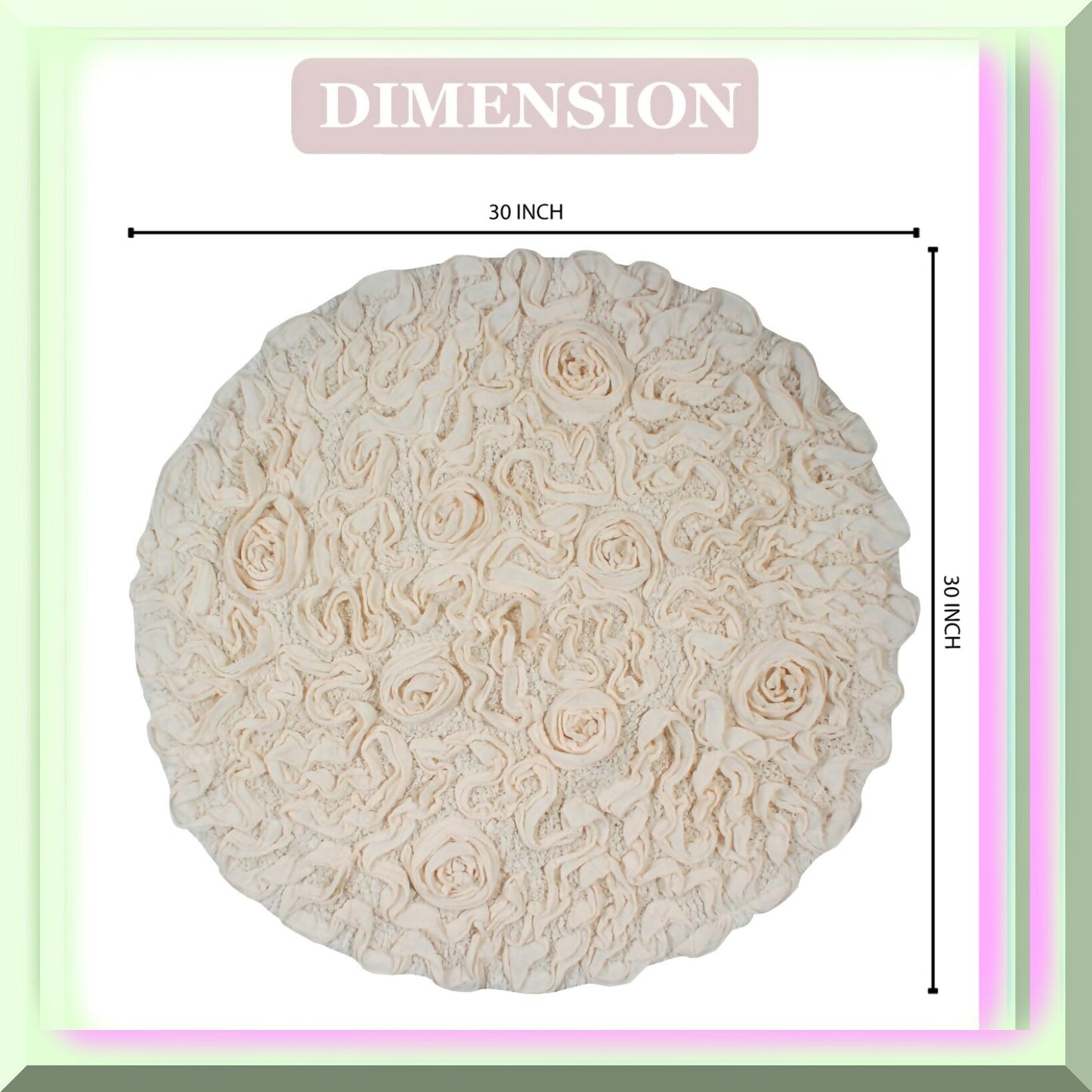 30" Round Cotton Bath Rug Ivory