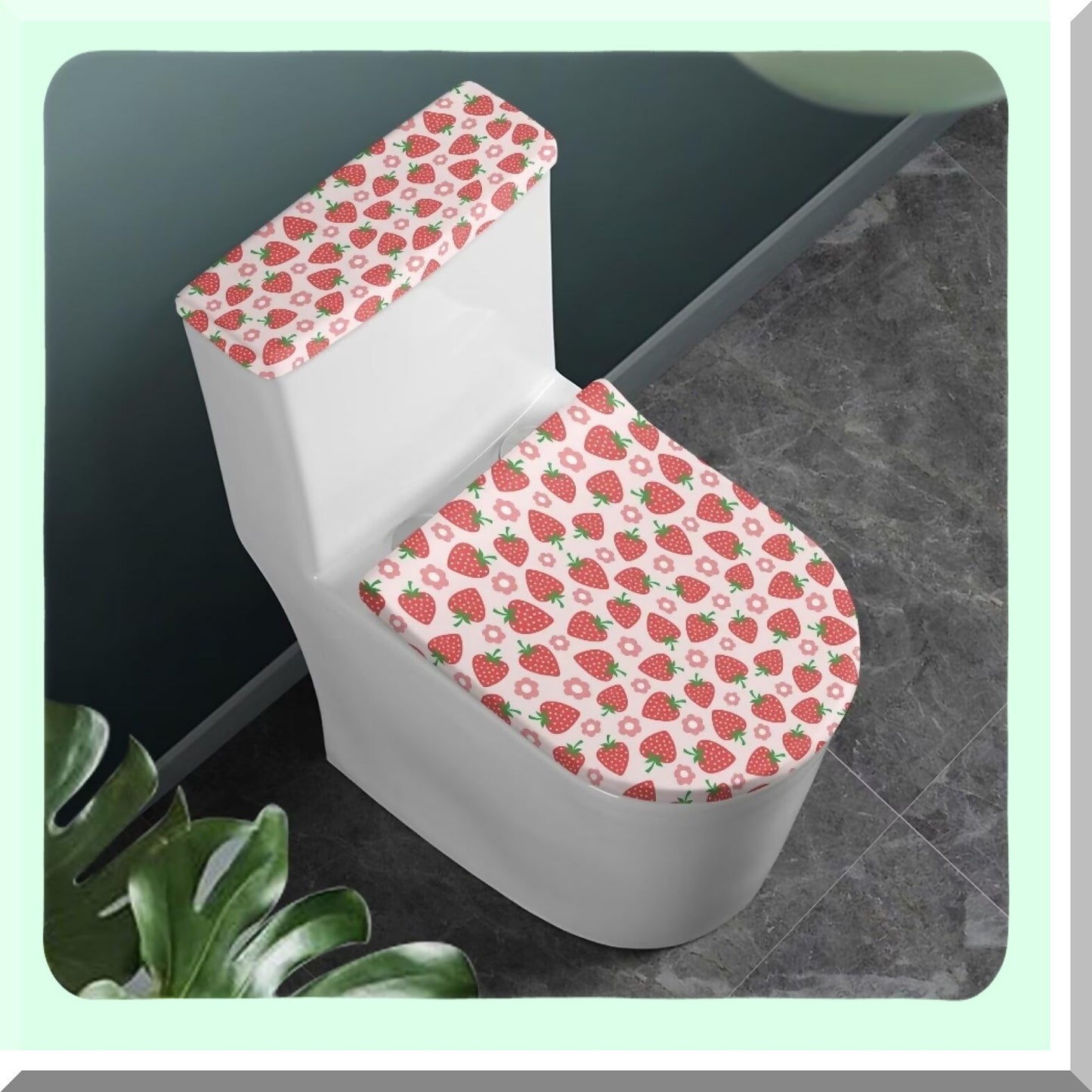 Strawberry Floral Bathroom Tet Lid Seat Cover