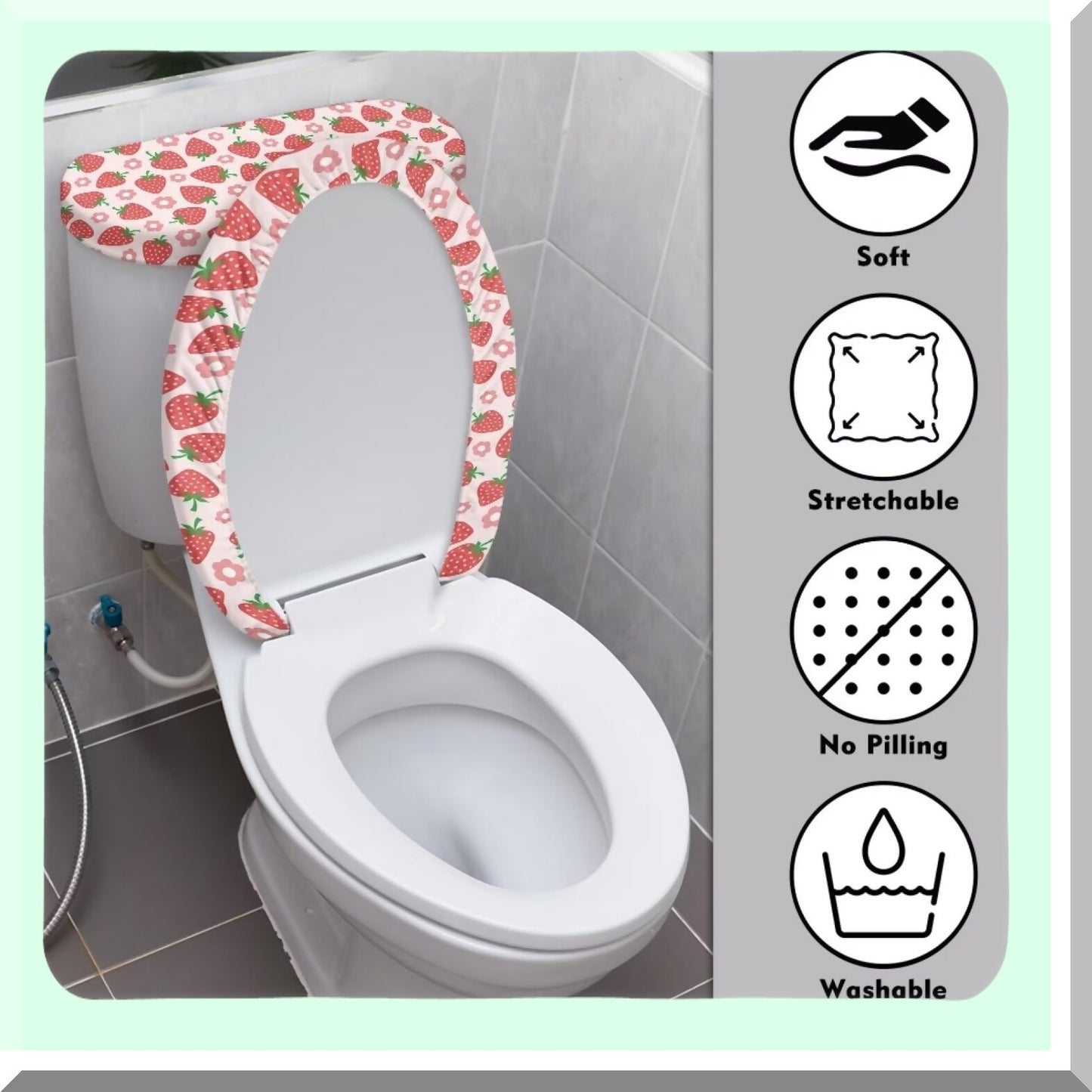 Strawberry Floral Bathroom Tet Lid Seat Cover