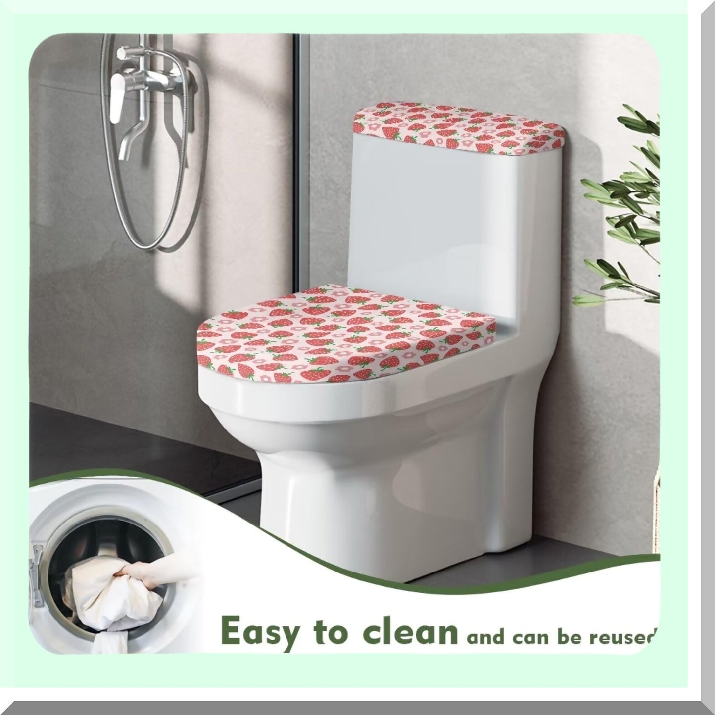 Strawberry Floral Bathroom Tet Lid Seat Cover