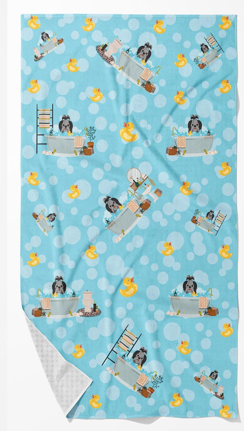 Black Silver Shih Tzu Bath Towel Large