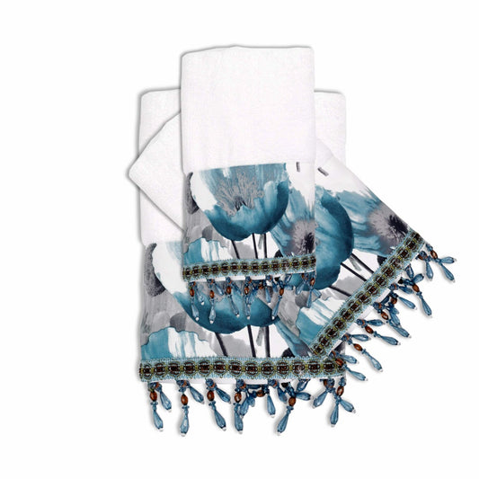 Poppy Fields 3PC Towel Set Aqua