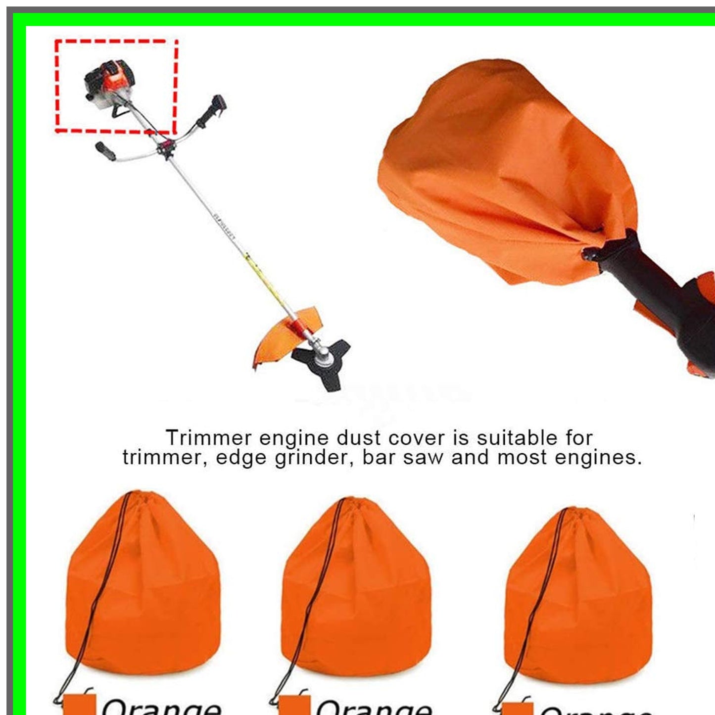 Universal Waterproof Lawn Trimmer Engine Dustproof Cover in Orange