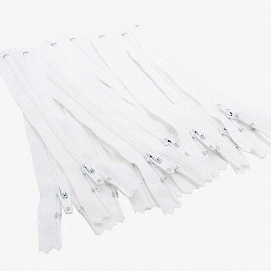 20" White Zippers Compatible with Apparel and Sewing Projects